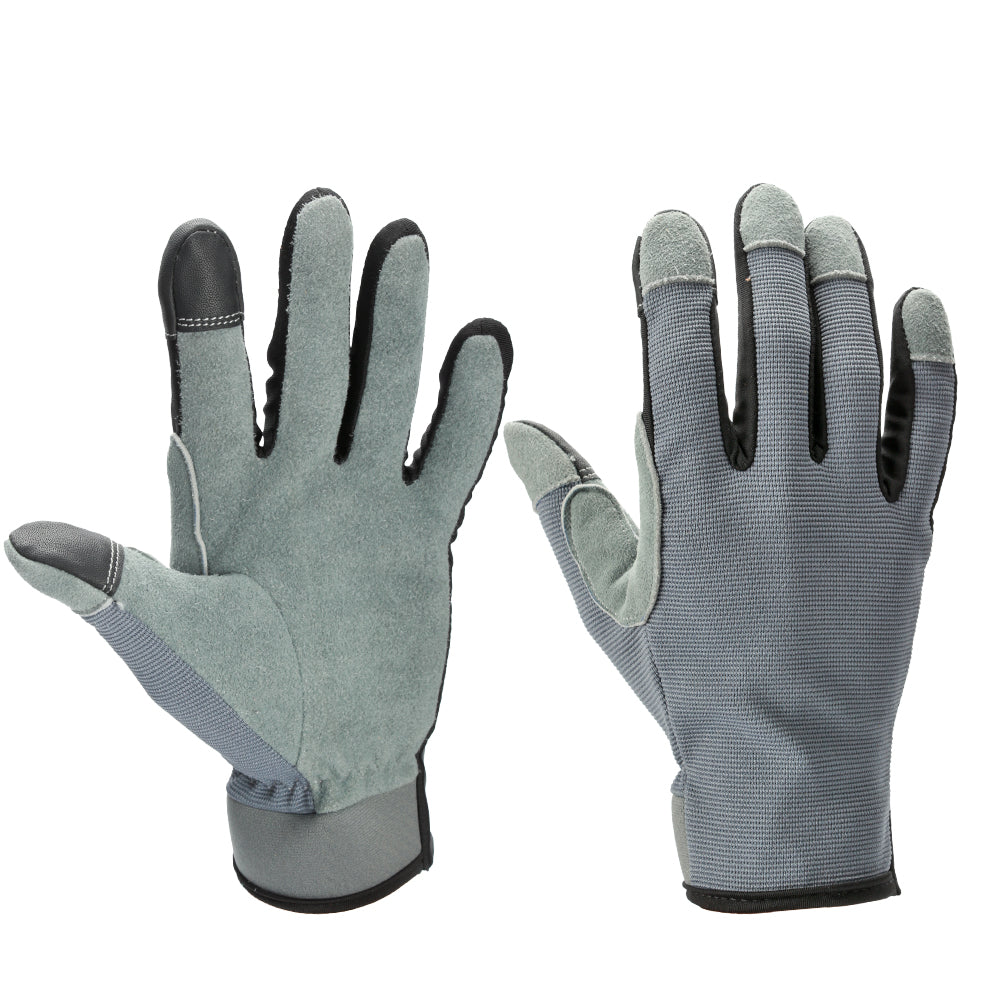 Deerskin Leather Gloves Gray Color L size