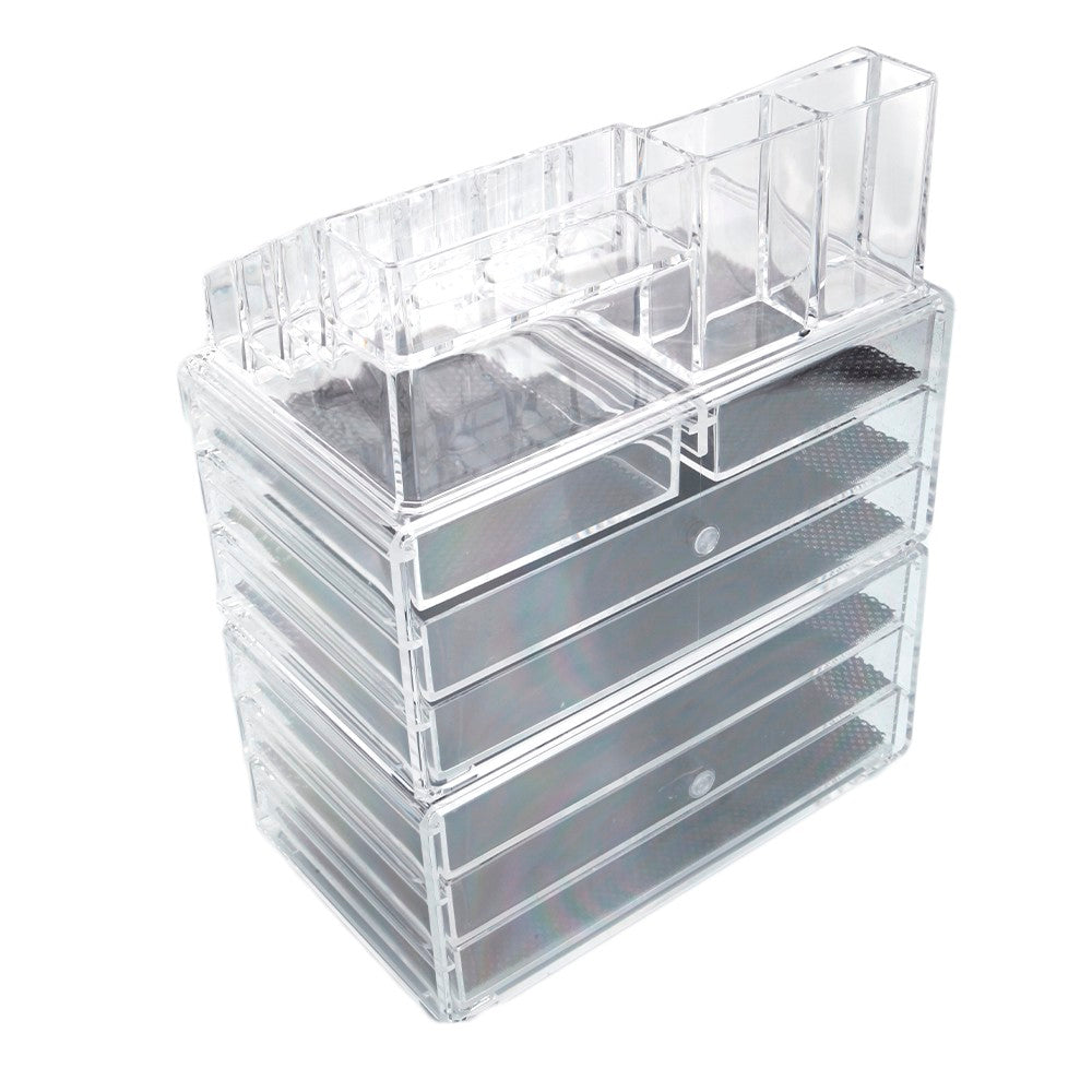 SF-1122-1 Cosmetics Storage Rack with 2 Small & 5 Large Drawers Transparent