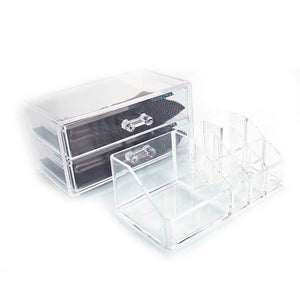 SF-1063 2pcs Plastic Cosmetics Storage Rack with 2 Drawers Transparent