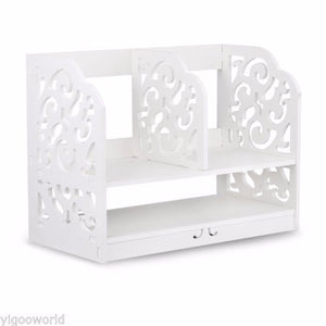 Wood-plastic Board Small Size Two Rows Bookshelf White