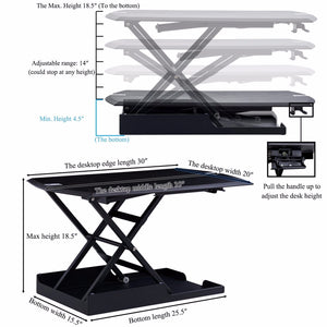 Standing Desk - X-Elite Pro Height Adjustable Desk Converter - Instantly Convert any Desk to a Sit   Stand up Desk (Black)