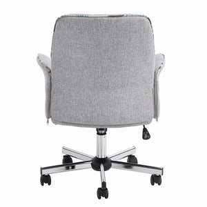 Middle Back Imitation Linen Office Chair Gray