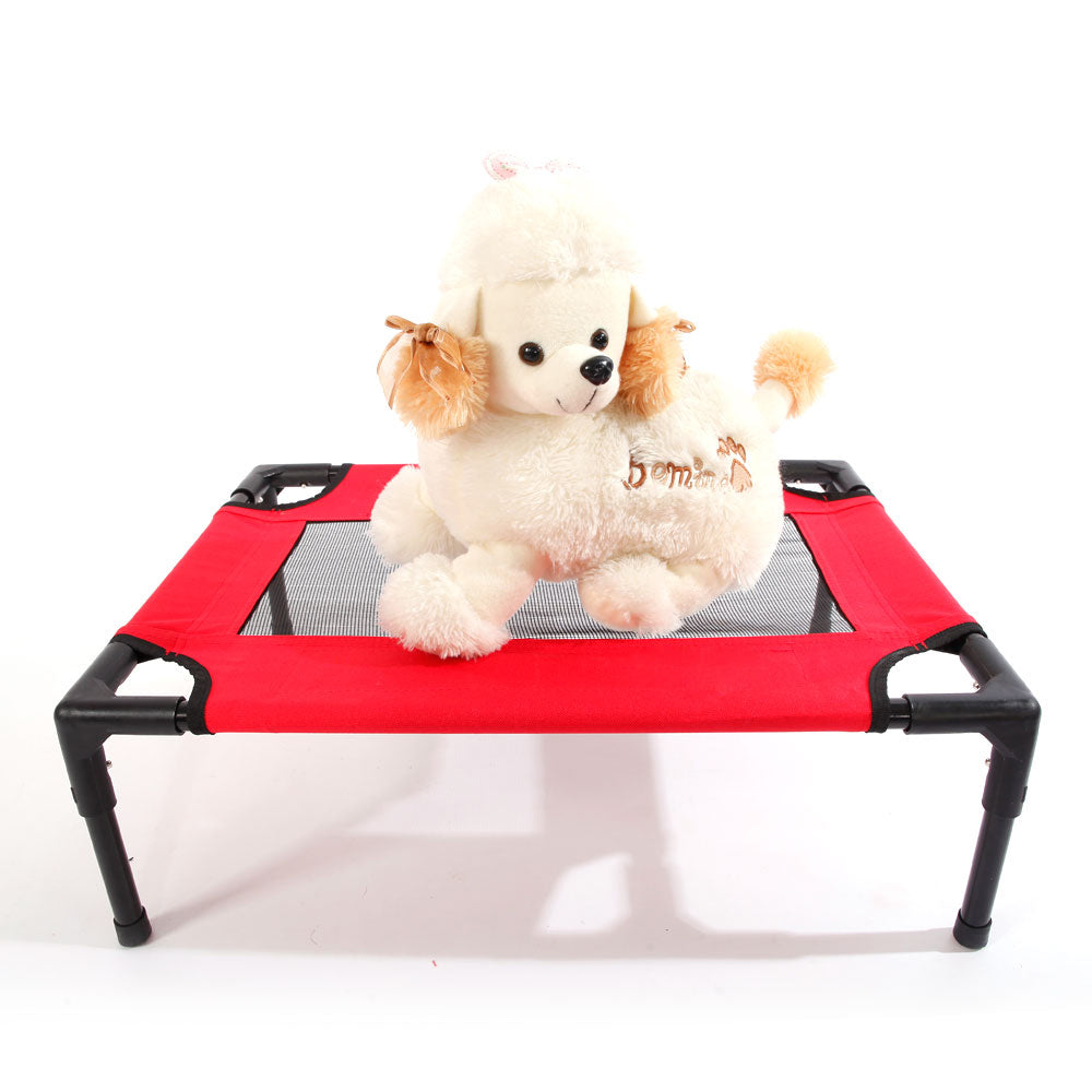 Detachable Assembly Style Breathable Pet Steel Frame Camp Bed S Red