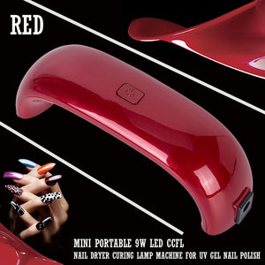 Mini Pro 9W LED CCFL Nail Dryer Curing Lamp Machine for UV Gel Nail Polish Red Color
